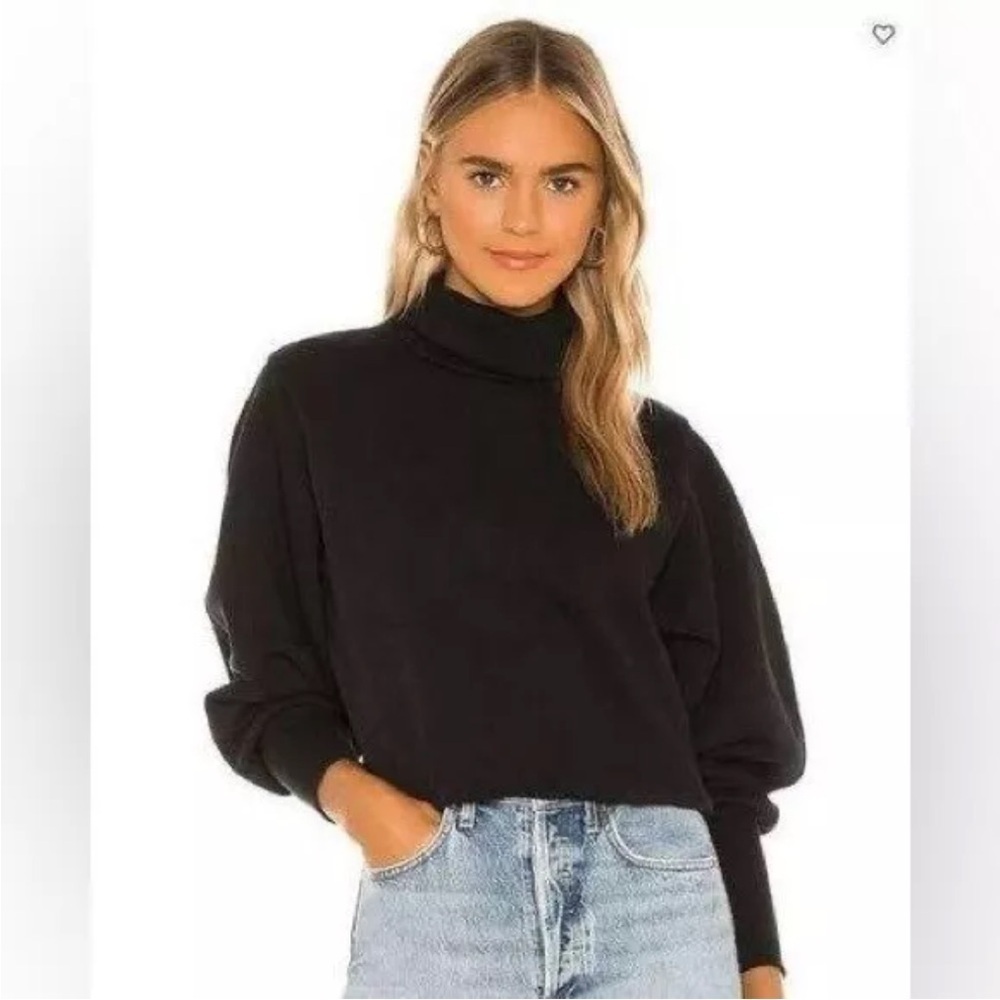 AGOLDE Extended Rib Turtleneck Sweatshirt Black French Terry Sz Large NEW